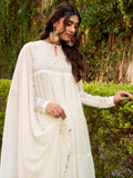 Charming White Foil Work Chiffon Festive Salwar Kameez With Dupatta