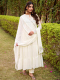 Charming White Foil Work Chiffon Festive Salwar Kameez With Dupatta