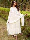Charming White Foil Work Chiffon Festive Salwar Kameez With Dupatta