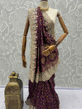 Incredible Purple Dori Embroidered Silk Wedding Saree With Blouse