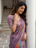 Gorgeous Lavender Printed Silk Festival Wear Saree With Blouse