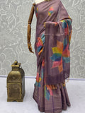 Gorgeous Lavender Printed Silk Festival Wear Saree With Blouse