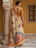 Majestic Beige Floral Printed Silk Daily Wear Saree With Blouse