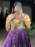 Fantastic Multi-Color Pichwai Printed Silk Traditional Gown