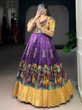 Fantastic Multi-Color Pichwai Printed Silk Traditional Gown