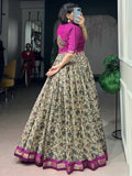 Captivating Wine Printed Chanderi Festival Wear Gown With Koti