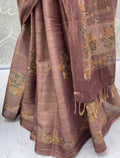 Charming Dusty Pink Dori Work Silk Casual Wear Saree With Dupatta