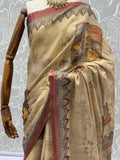 Fabulous Beige Dori Work Silk Festival Wear Saree With Blouse