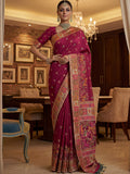 Incredible Rani Pink Zari Work Silk Traditional Wear Saree With Blouse