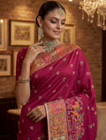 Incredible Rani Pink Zari Work Silk Traditional Wear Saree With Blouse