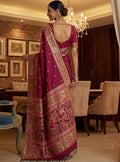 Incredible Rani Pink Zari Work Silk Traditional Wear Saree With Blouse