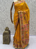 Fabulous Mustard Yellow Zari Weaving Silk Function Wear Saree With Blouse
