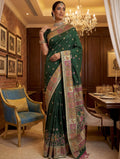 Charming Green  Zari Work Silk Traditional Wear Saree With Blouse