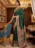 Charming Green  Zari Work Silk Traditional Wear Saree With Blouse