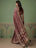 Captivating Marron Banarasi Work Silk Wedding Wear Saree With Blouse