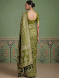 Glowing Olive Green Zari Weaving Silk Festival Wear  Saree with Blouse