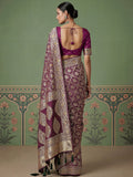 Wonderful Purple Zari Weaving Silk Wedding Wear Saree with Blouse