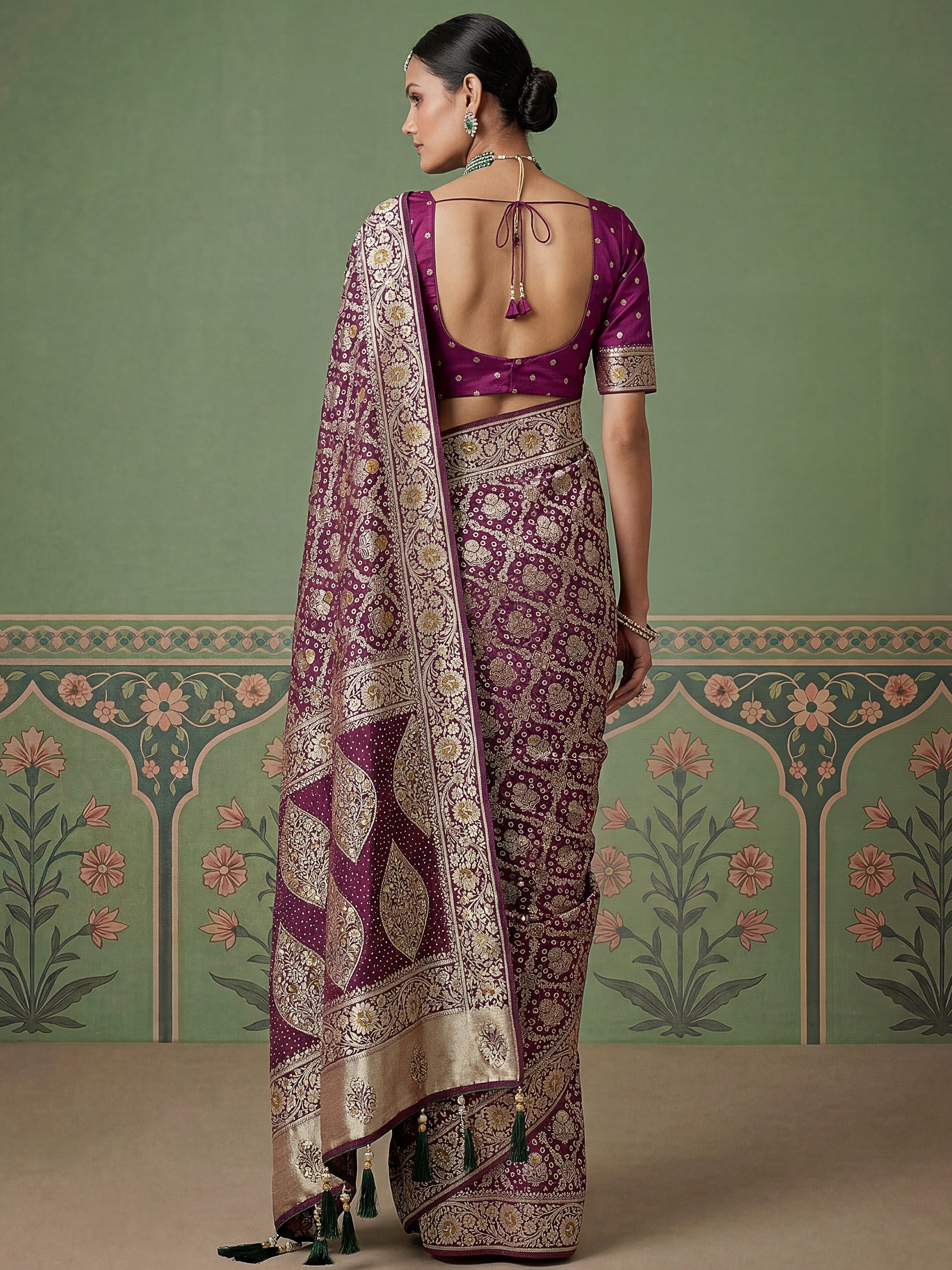 Wonderful Purple Zari Weaving Silk Wedding Wear Saree with Blouse