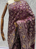 Wonderful Purple Zari Weaving Silk Wedding Wear Saree with Blouse
