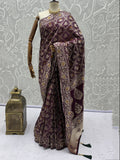 Wonderful Purple Zari Weaving Silk Wedding Wear Saree with Blouse
