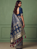 Fantastic Blue Zari Weaving Silk Function Wear Saree with Blouse