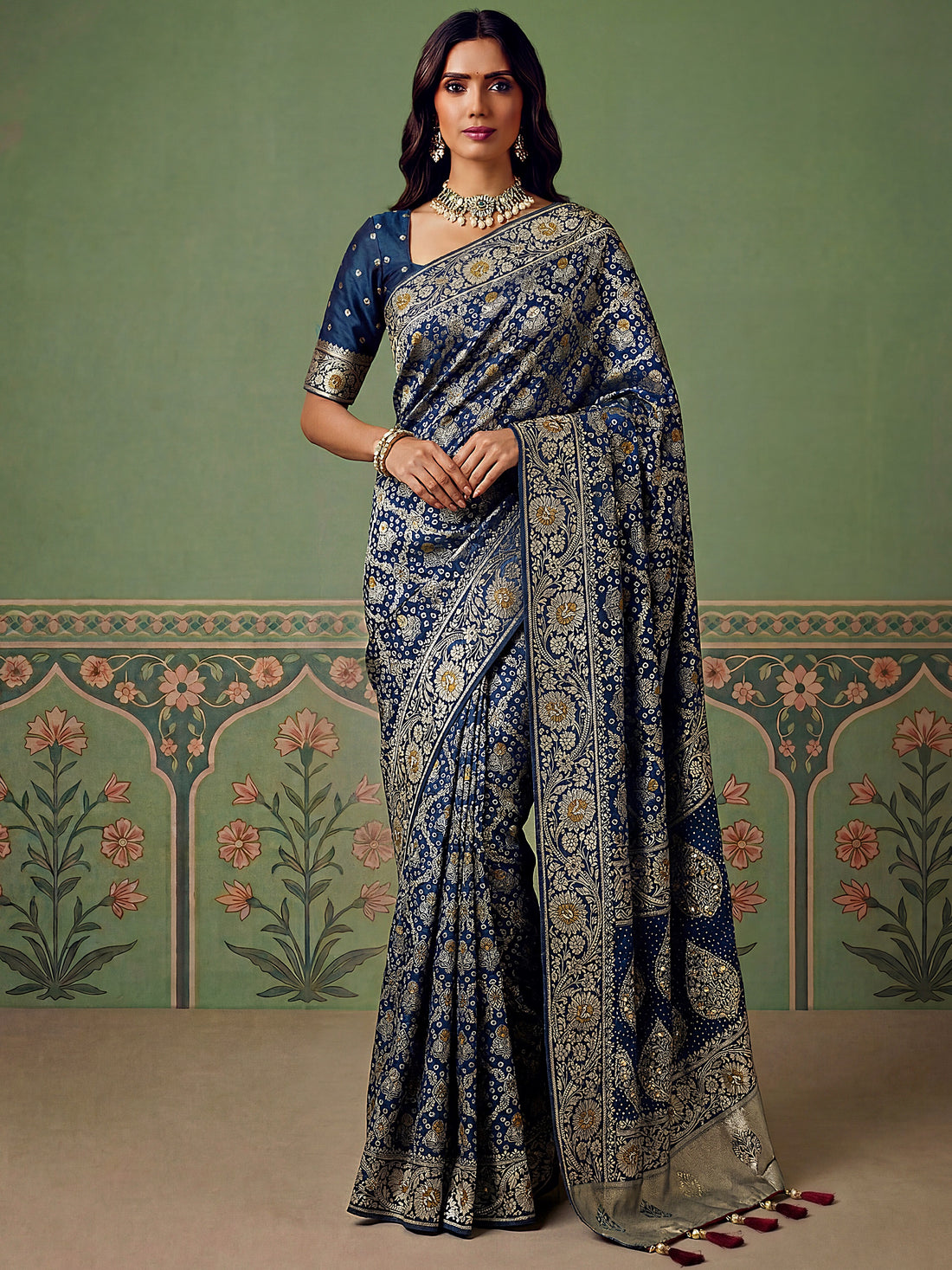 Fantastic Blue Zari Weaving Silk Function Wear Saree with Blouse