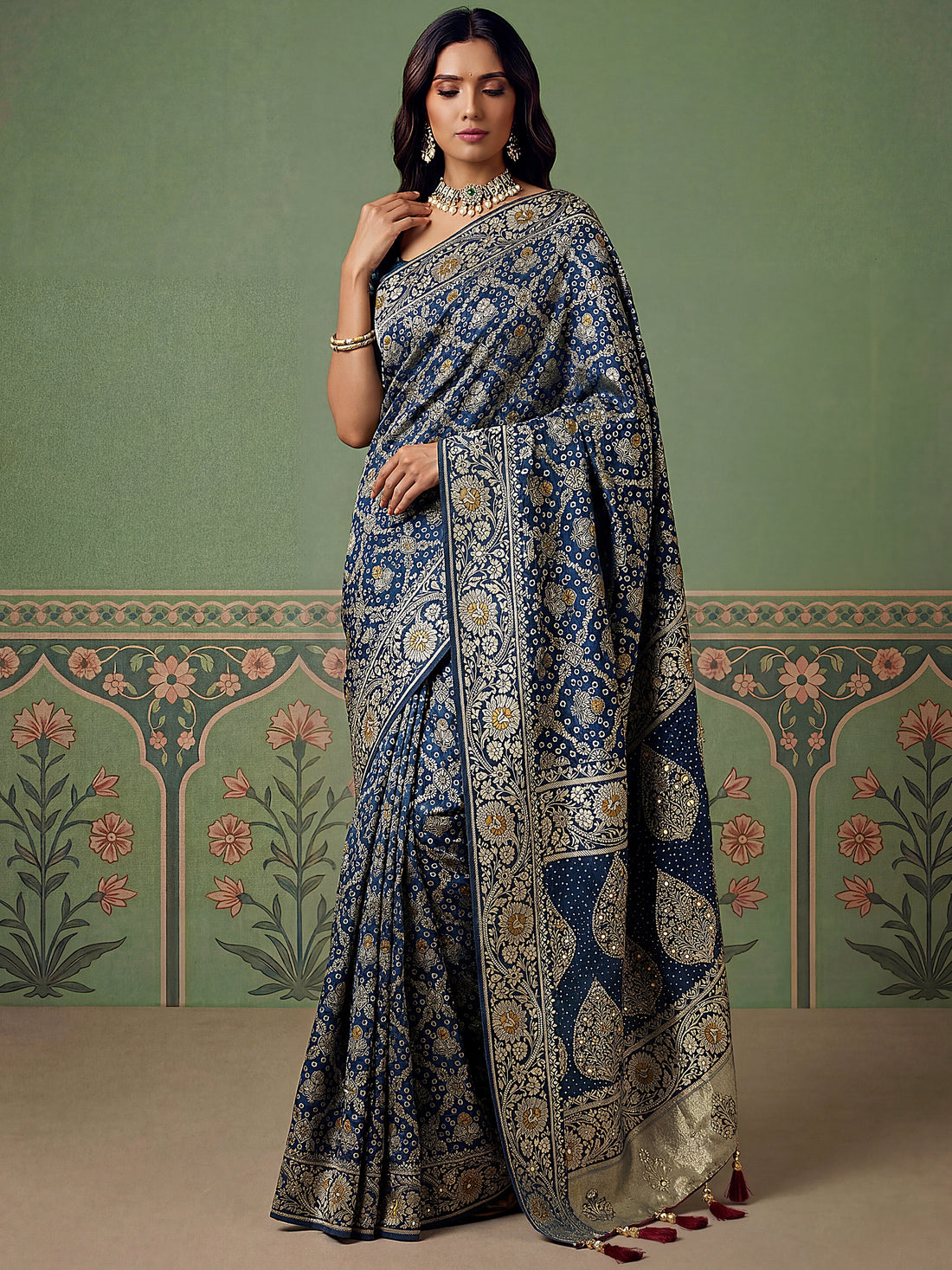 Fantastic Blue Zari Weaving Silk Function Wear Saree with Blouse