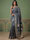 Fantastic Blue Zari Weaving Silk Function Wear Saree with Blouse