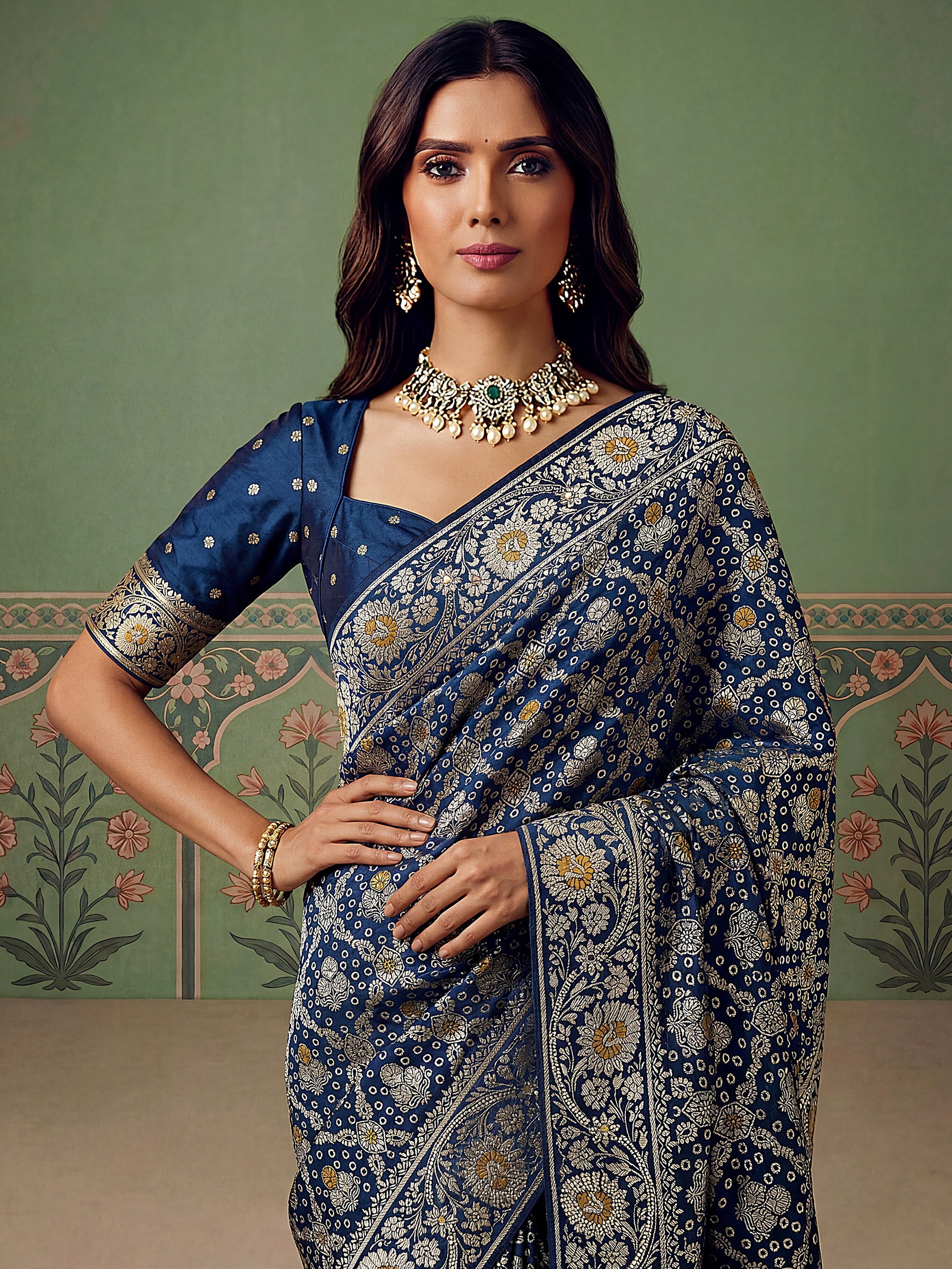 Fantastic Blue Zari Weaving Silk Function Wear Saree with Blouse