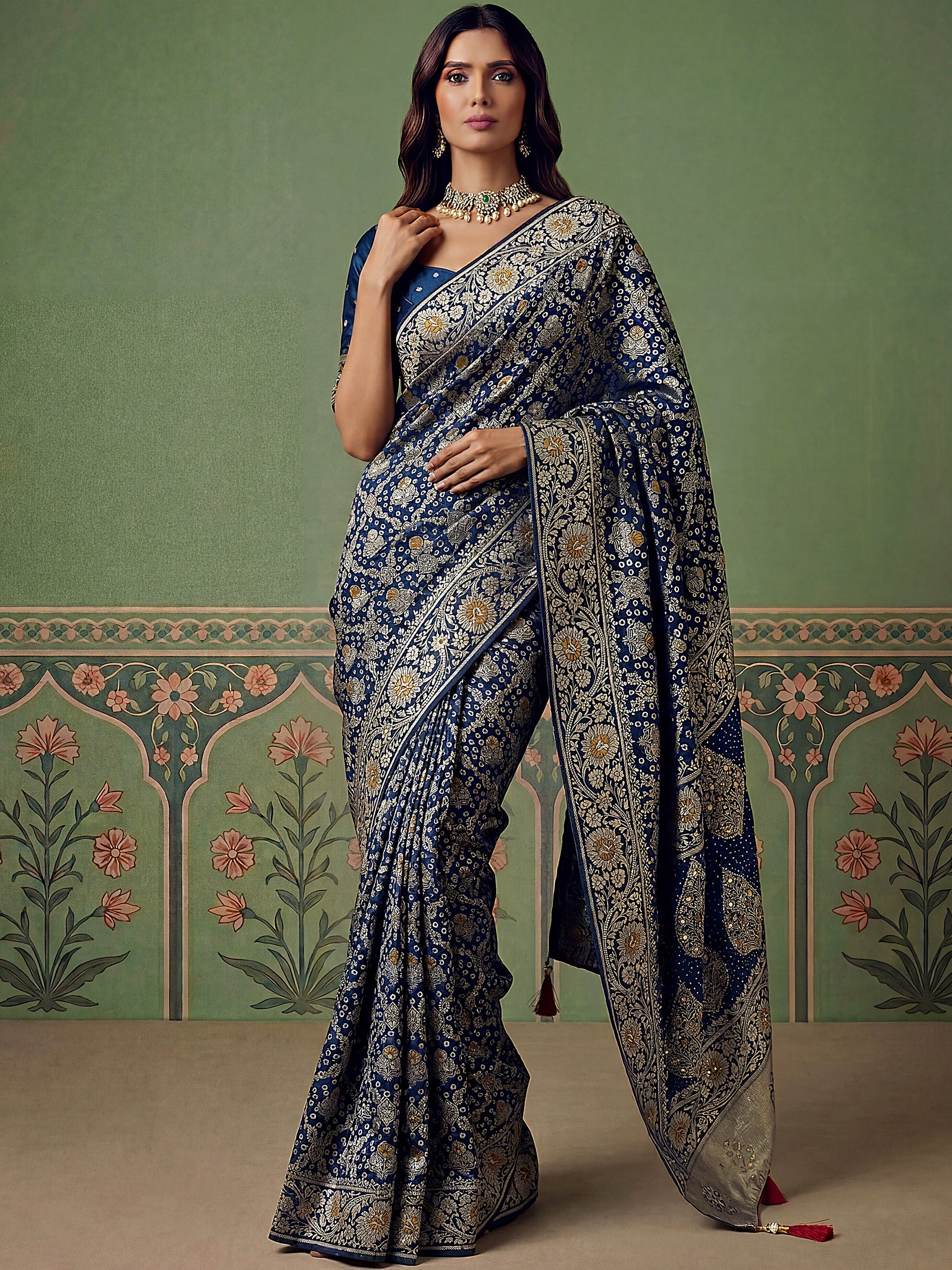Fantastic Blue Zari Weaving Silk Function Wear Saree with Blouse