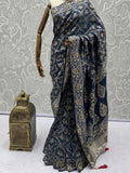 Fantastic Blue Zari Weaving Silk Function Wear Saree with Blouse