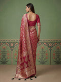 Awesome Rani Pink Zari Weaving Silk Festival Wear Saree with Blouse