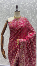 Awesome Rani Pink Zari Weaving Silk Festival Wear Saree with Blouse