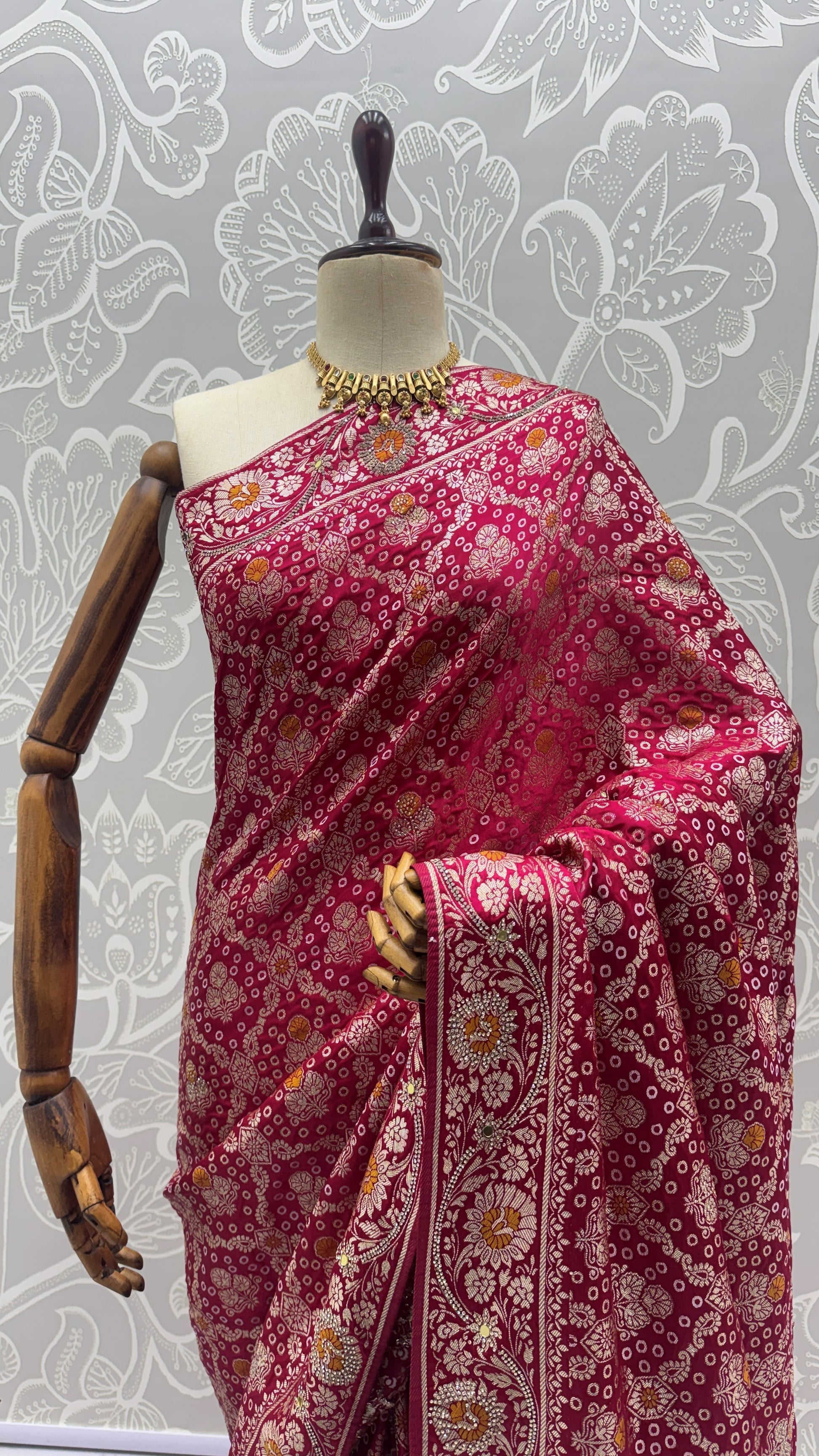 Awesome Rani Pink Zari Weaving Silk Festival Wear Saree with Blouse