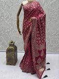 Awesome Rani Pink Zari Weaving Silk Festival Wear Saree with Blouse