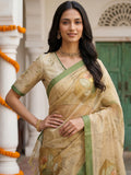 Beautiful Beige Dori Work Silk Function Wear Saree With Blouse
