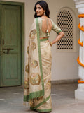 Beautiful Beige Dori Work Silk Function Wear Saree With Blouse