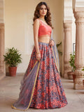 Impressive Grey Floral Embroidered Net Event Wear Lehenga Choli With Dupatta