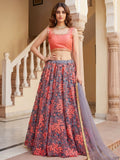 Impressive Grey Floral Embroidered Net Event Wear Lehenga Choli With Dupatta
