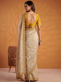 Sparkling Beige Gota Patti Silk  Festive Wear Saree With Blouse