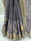 Awesome Lavender Printed Silk  Festival Wear Saree With Blouse