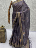 Awesome Lavender Printed Silk  Festival Wear Saree With Blouse