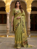 Awesome Olive Green Dori Work Silk  Casual  Wear Saree With Blouse