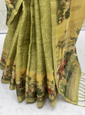 Awesome Olive Green Dori Work Silk  Casual  Wear Saree With Blouse