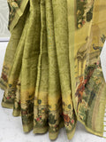 Awesome Olive Green Dori Work Silk  Casual  Wear Saree With Blouse