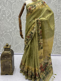 Awesome Olive Green Dori Work Silk  Casual  Wear Saree With Blouse
