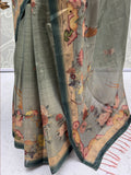 Dazzling Teal Green Printed Silk  Festival   Wear Saree With Blouse