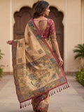 Fashionable Beige Printed Silk  office Wear Saree With Blouse
