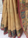 Fashionable Beige Printed Silk  office Wear Saree With Blouse