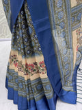 Impressive Navy Blue Dori Work Silk Office Wear Saree With Blouse